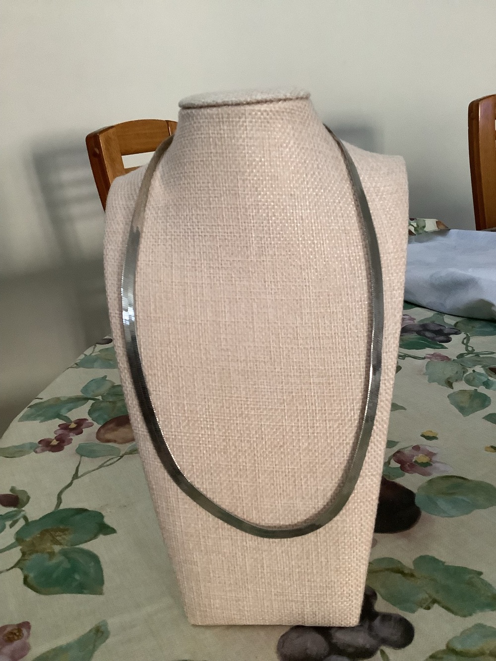 Unisex Silver Tone Herringbone Necklace - Silver